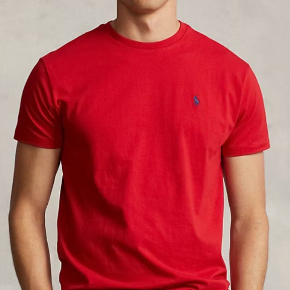 Polo by Ralph Lauren Men's Jersey Crewneck T-Shirt Bright Red Size Large - Picture 1 of 8